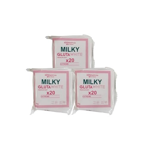 KEISHA White Skin Naturals Milky GlutaWhite Premium Soap 70g x 3 Bars - Skin Brightening Soap Avelisse