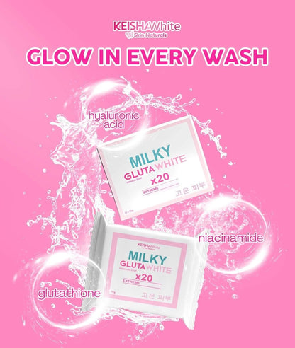 KEISHA White Skin Naturals Milky GlutaWhite Premium Soap 70g x 3 Bars - Skin Brightening Soap Avelisse