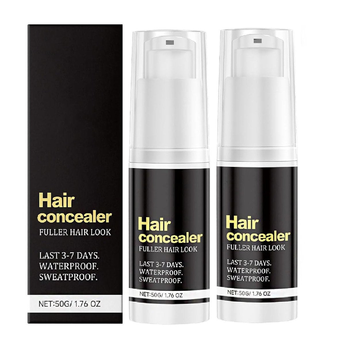 Hair Concealer Black 50g - Waterproof Sweatproof Hair Filling Cream for Thinning Hair, Instant Fuller Hair Look for Men and Women, Moisturizing Hairline Concealer with Camellia Seed Oil (2-Pack) Avelisse