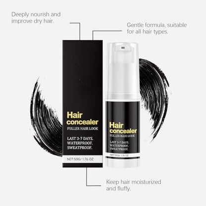 Hair Concealer Black 50g - Waterproof Sweatproof Hair Filling Cream for Thinning Hair, Instant Fuller Hair Look for Men and Women, Moisturizing Hairline Concealer with Camellia Seed Oil (2-Pack) Avelisse