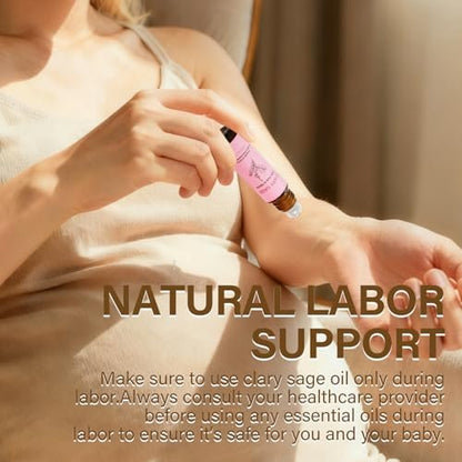 FSYQUAST Clary Sage Oil Roller for Labor - Natural Labor & Delivery Essential, Hospital Bag Must-Have for Pregnant Women & New Moms