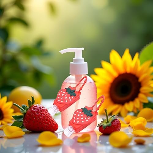 2-Pack Strawberry Pink Silicone Travel Hand Sanitizer Bottles – Refillable, Leakproof Squeeze Bottles with Keychain for On-the-Go Hygiene - görsel 18