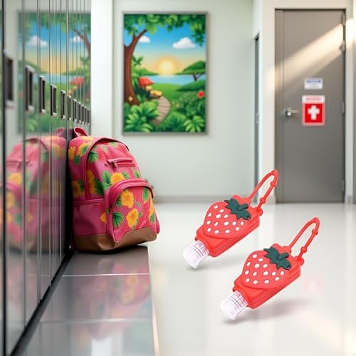 2-Pack Strawberry Pink Silicone Travel Hand Sanitizer Bottles – Refillable, Leakproof Squeeze Bottles with Keychain for On-the-Go Hygiene - görsel 16