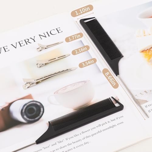 100 PCS Silver Metal Alligator Clips 3 Sizes with 2 Distribution Combs for Hair Styling, Braids, Coloring, DIY - görsel 14