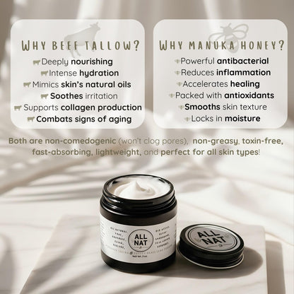All Nat 7-Pack Whipped Grass-Fed Tallow Cream + Body Butter Sample Size Gift Set - .5 oz Travel Tins - SCENTED and Unscented - Hydrating, Clean Beauty Moisturizer for Sensitive Skin, Natural Skincare