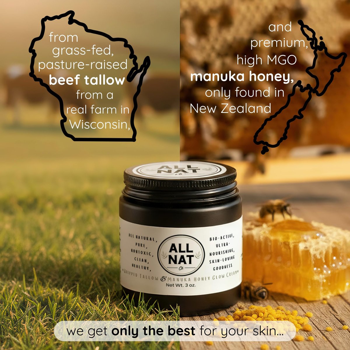All Nat 7-Pack Whipped Grass-Fed Tallow Cream + Body Butter Sample Size Gift Set - .5 oz Travel Tins - SCENTED and Unscented - Hydrating, Clean Beauty Moisturizer for Sensitive Skin, Natural Skincare - görsel 11