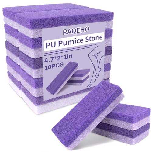 RAQEHO 10 Pumice Stone for Feet - Double Sided Purple Foot File for Callus Removal, Hard Skin Exfoliating, Pedicure Scrubber (Pack of 10) - görsel 2