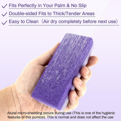 RAQEHO 10 Pumice Stone for Feet - Double Sided Purple Foot File for Callus Removal, Hard Skin Exfoliating, Pedicure Scrubber (Pack of 10)