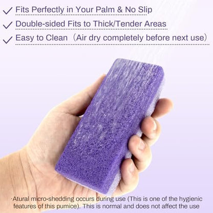 RAQEHO 10 Pumice Stone for Feet - Double Sided Purple Foot File for Callus Removal, Hard Skin Exfoliating, Pedicure Scrubber (Pack of 10)