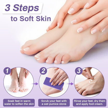 RAQEHO 10 Pumice Stone for Feet - Double Sided Purple Foot File for Callus Removal, Hard Skin Exfoliating, Pedicure Scrubber (Pack of 10)
