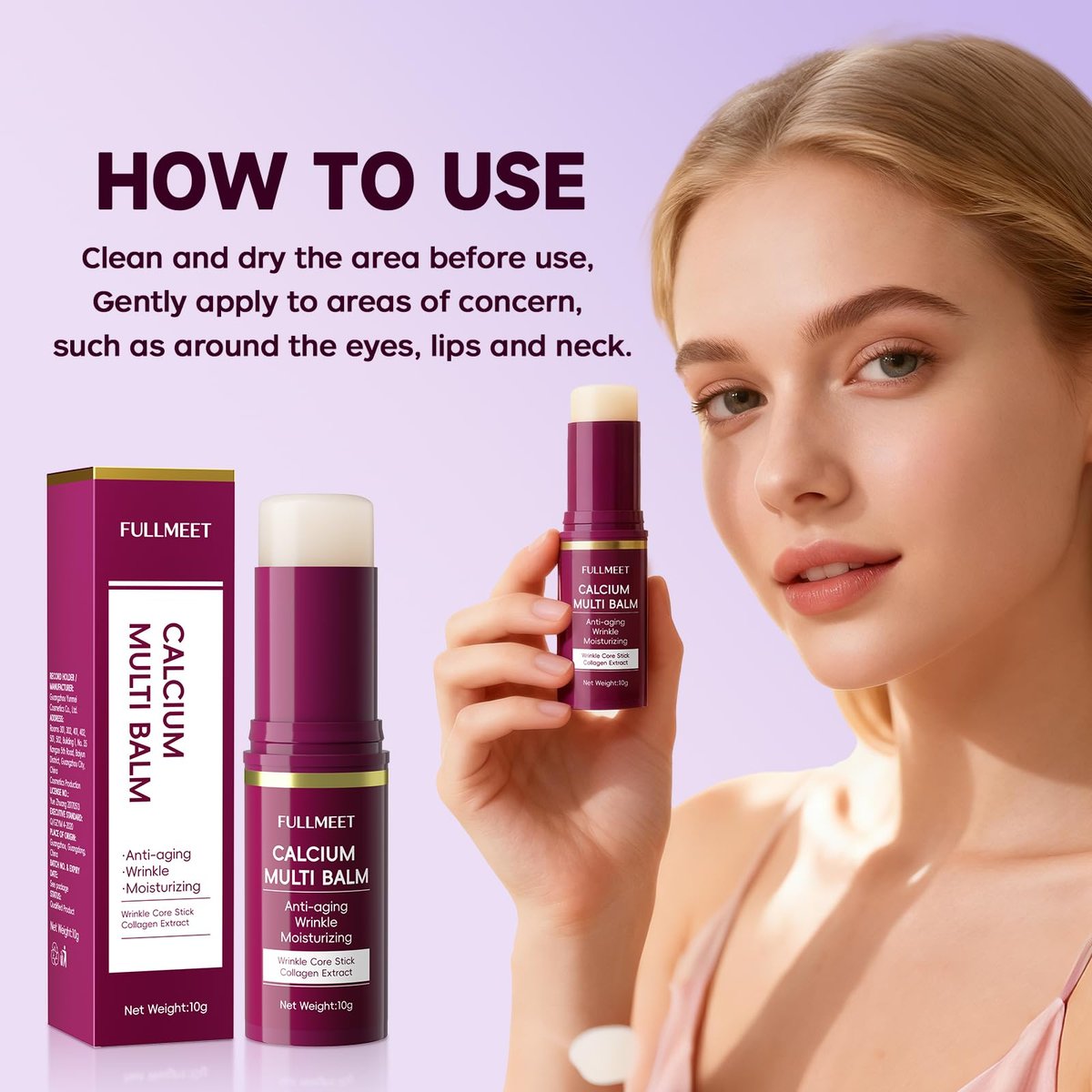 FullMeet Calcium Volume Multi Balm - Collagen All-in-One Moisturizing Stick for Eyes, Neck & Face (10g) Avelisse