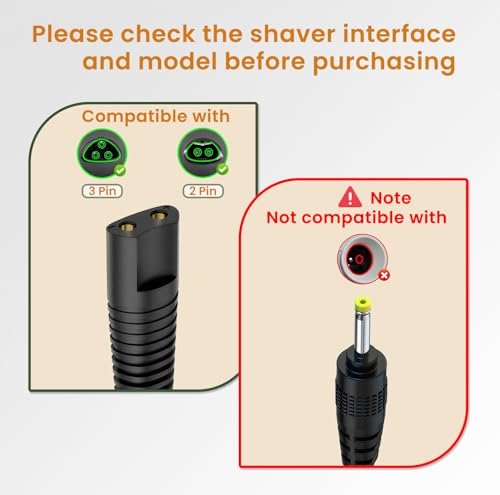 Newding Charger Cord Compatible with Braun Shaver Series 9 Pro 8 7 6 5 3, S9 S8 S7 S6 S5 S3 310s 3040s 5150cs 6120s 720s 7177cc 7185cc 8567cc 9597cc PL5137 IPL7219 SES9-030 SE7-041 SE5-011 12V 400mA Avelisse