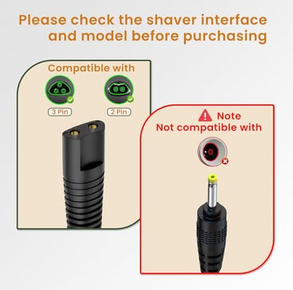 Newding Charger Cord Compatible with Braun Shaver Series 9 Pro 8 7 6 5 3, S9 S8 S7 S6 S5 S3 310s 3040s 5150cs 6120s 720s 7177cc 7185cc 8567cc 9597cc PL5137 IPL7219 SES9-030 SE7-041 SE5-011 12V 400mA Avelisse
