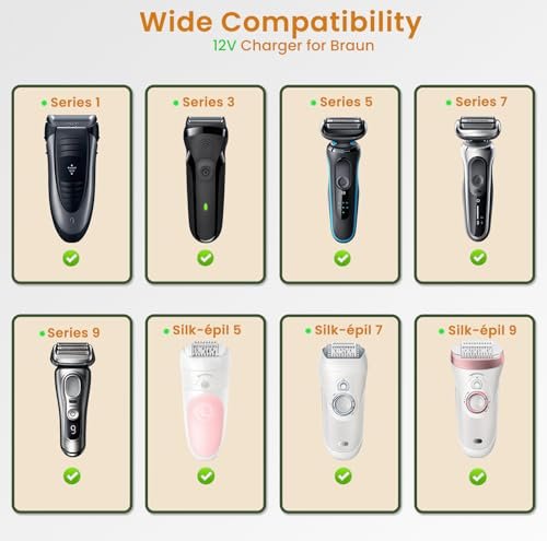 Newding Charger Cord Compatible with Braun Shaver Series 9 Pro 8 7 6 5 3, S9 S8 S7 S6 S5 S3 310s 3040s 5150cs 6120s 720s 7177cc 7185cc 8567cc 9597cc PL5137 IPL7219 SES9-030 SE7-041 SE5-011 12V 400mA Avelisse