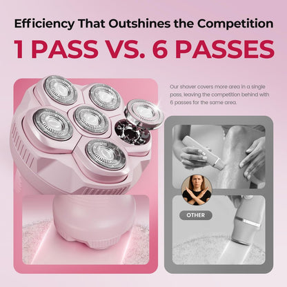 PRITECH Electric Razors for Women Legs - Easy-Clean Body Shaver, Wet & Dry Waterproof Bikini Trimmer, Portable Lady Hair Remover for Face Underarms Pubic (Pink) Avelisse
