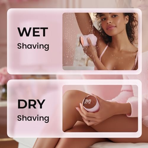 PRITECH Electric Razors for Women Legs - Easy-Clean Body Shaver, Wet & Dry Waterproof Bikini Trimmer, Portable Lady Hair Remover for Face Underarms Pubic (Pink) Avelisse