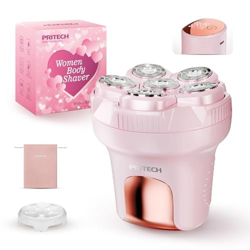 PRITECH Electric Razors for Women Legs - Easy-Clean Body Shaver, Wet & Dry Waterproof Bikini Trimmer, Portable Lady Hair Remover for Face Underarms Pubic (Pink) Avelisse