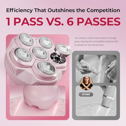PRITECH Electric Razors for Women Legs - Easy-Clean Body Shaver, Wet & Dry Waterproof Bikini Trimmer, Portable Lady Hair Remover for Face Underarms Pubic (Pink) Avelisse