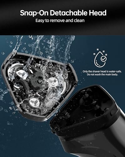 Electric Razor for Men, 90-Min Runtime, Type-C Fast Charging, Cordless Rotary Shaver with Stainless Steel 4D Blades, Low Noise, Portable Travel Foil Shaver - Black - görsel 12