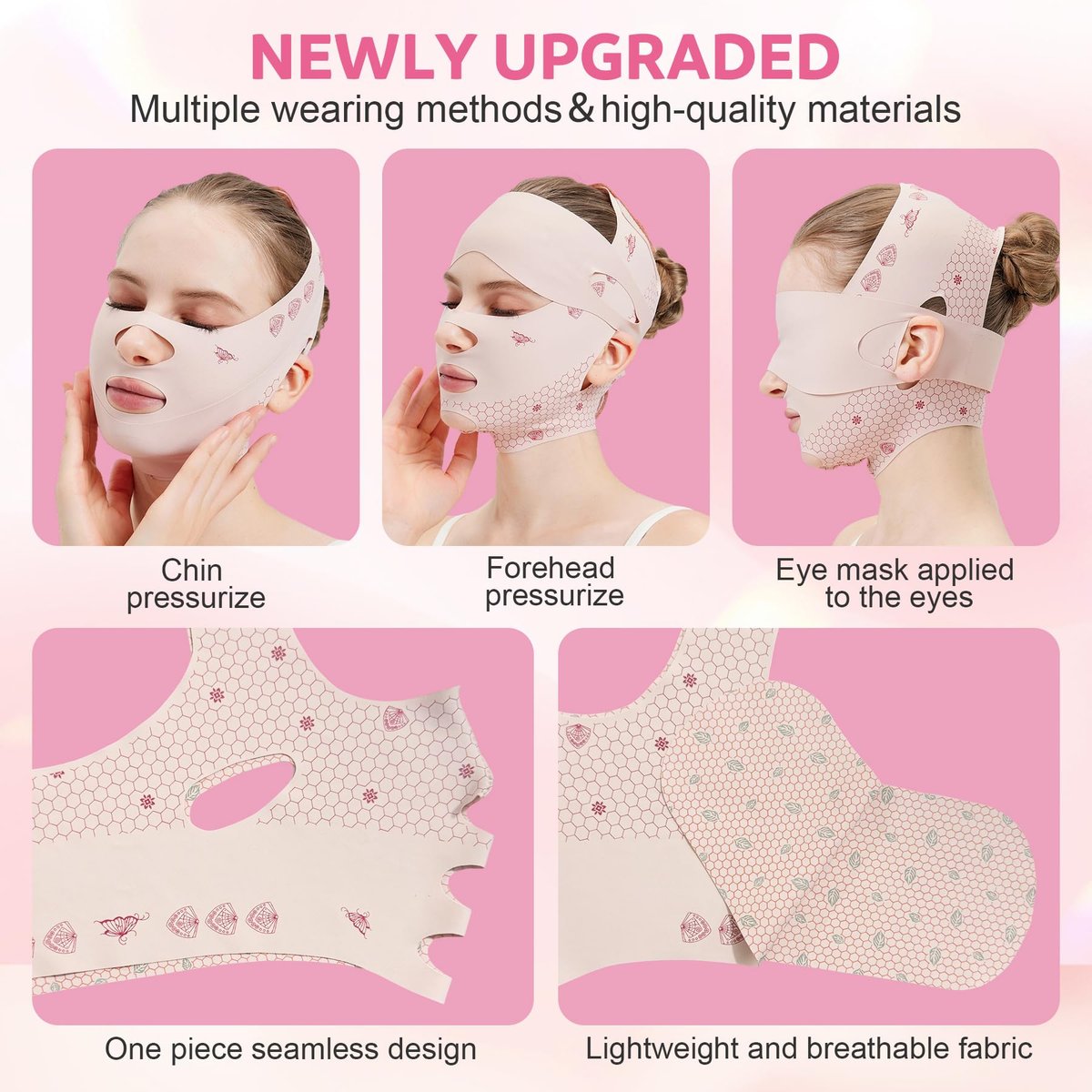 Comfortable Face Strap Forehead Lift Band - Breathable Face Lift Belt for Chin Up and V-Shaped Support Avelisse