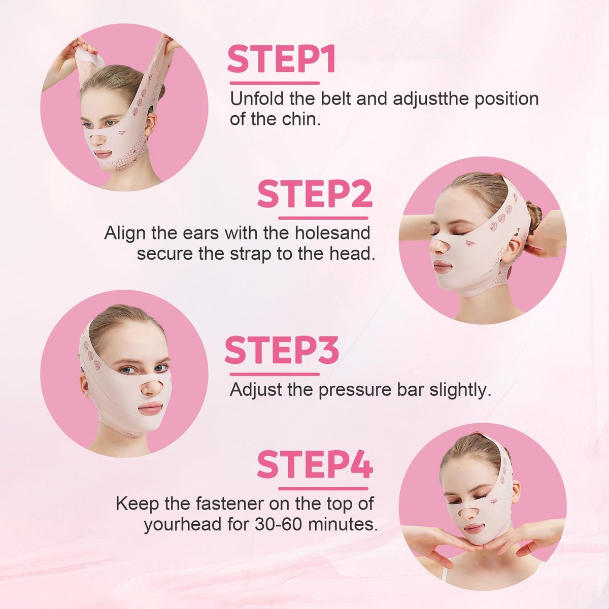 Comfortable Face Strap Forehead Lift Band - Breathable Face Lift Belt for Chin Up and V-Shaped Support Avelisse
