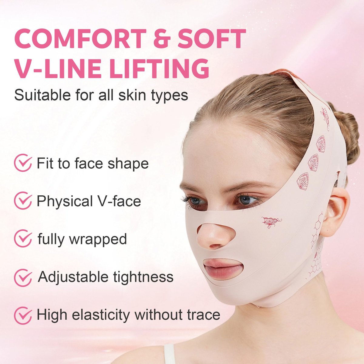 Comfortable Face Strap Forehead Lift Band - Breathable Face Lift Belt for Chin Up and V-Shaped Support Avelisse