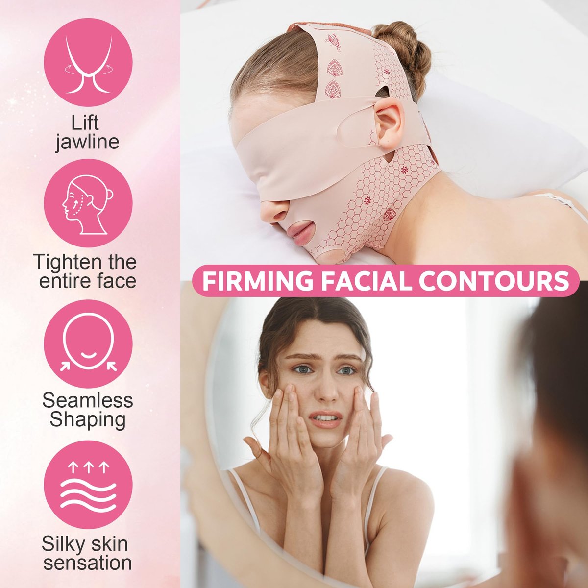 Comfortable Face Strap Forehead Lift Band - Breathable Face Lift Belt for Chin Up and V-Shaped Support Avelisse