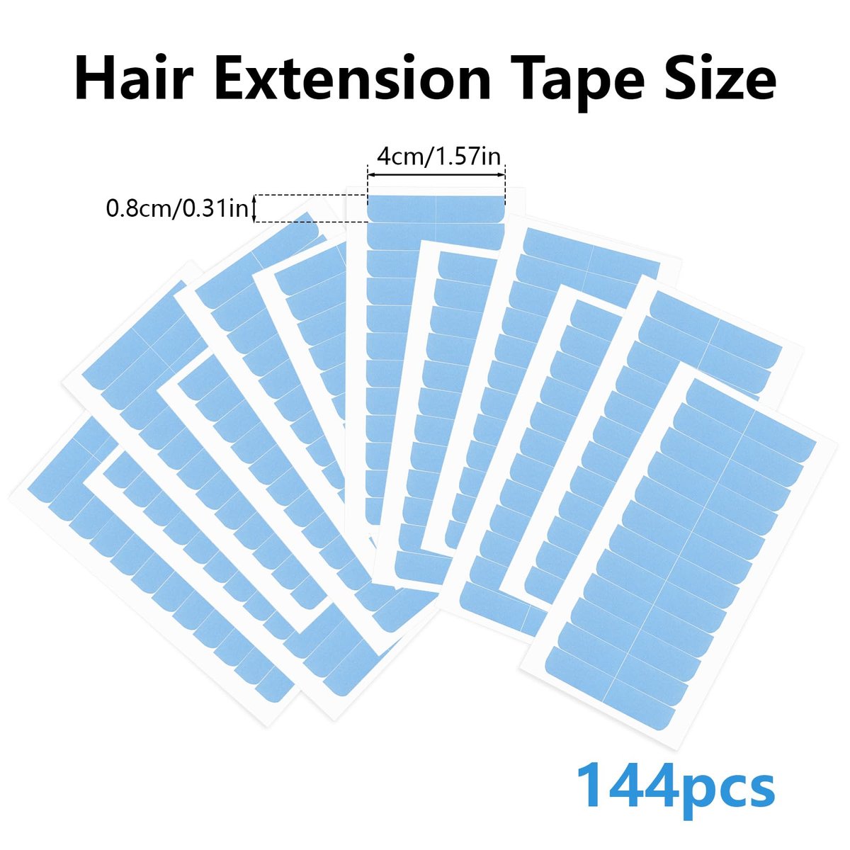 Opvixi Hair Extension Tape - 144 pcs Double Sided Strong Adhesive Tape Replacement, No-Residue, 0.3 x 1.6 inch per Piece - görsel 3