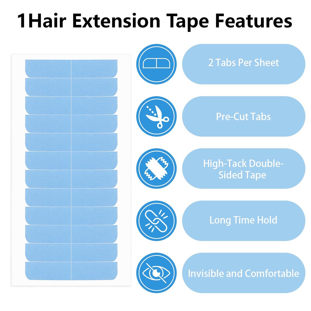 Opvixi Hair Extension Tape - 144 pcs Double Sided Strong Adhesive Tape Replacement, No-Residue, 0.3 x 1.6 inch per Piece - görsel 5