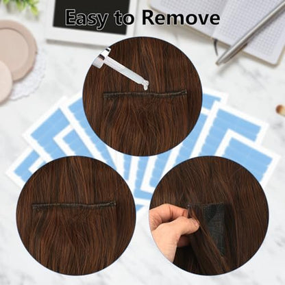 Opvixi Hair Extension Tape - 144 pcs Double Sided Strong Adhesive Tape Replacement, No-Residue, 0.3 x 1.6 inch per Piece