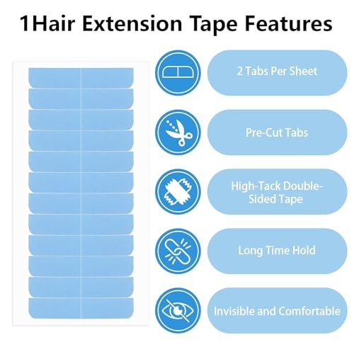 Opvixi Hair Extension Tape - 144 pcs Double Sided Strong Adhesive Tape Replacement, No-Residue, 0.3 x 1.6 inch per Piece - görsel 6