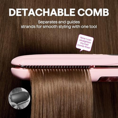 Wavytalk Steam Hair Straightener | Steam Sesh | Nano Titanium Flat Iron with Detachable Comb | Sakura Pink Avelisse