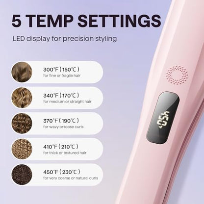 Wavytalk Steam Hair Straightener | Steam Sesh | Nano Titanium Flat Iron with Detachable Comb | Sakura Pink Avelisse