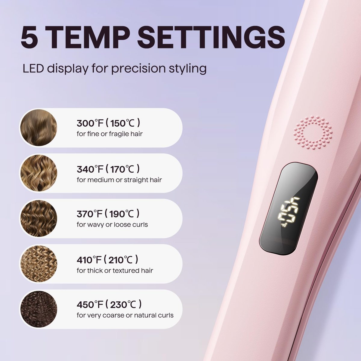 Wavytalk Steam Hair Straightener | Steam Sesh | Nano Titanium Flat Iron with Detachable Comb | Sakura Pink Avelisse