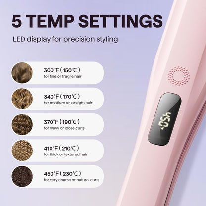 Wavytalk Steam Hair Straightener | Steam Sesh | Nano Titanium Flat Iron with Detachable Comb | Sakura Pink Avelisse