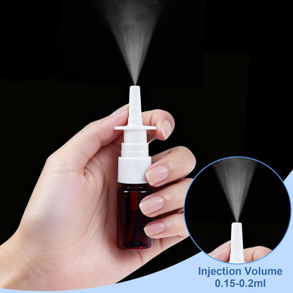 Clofiak 10-Pack 10ml Nasal Spray Bottles - Fine Mist Atomizer, Reusable Empty Sprayer for Wound Disinfectant, Perfume, Essential Oils (Brown, 0.35oz)