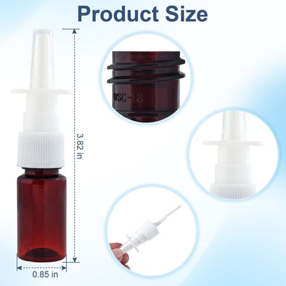 Clofiak 10-Pack 10ml Nasal Spray Bottles - Fine Mist Atomizer, Reusable Empty Sprayer for Wound Disinfectant, Perfume, Essential Oils (Brown, 0.35oz)