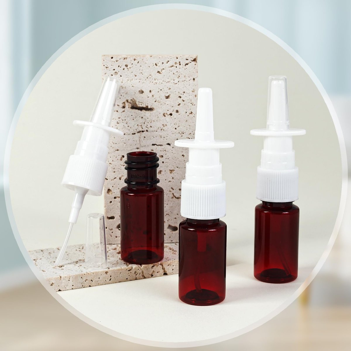 Clofiak 10-Pack 10ml Nasal Spray Bottles - Fine Mist Atomizer, Reusable Empty Sprayer for Wound Disinfectant, Perfume, Essential Oils (Brown, 0.35oz) - görsel 7