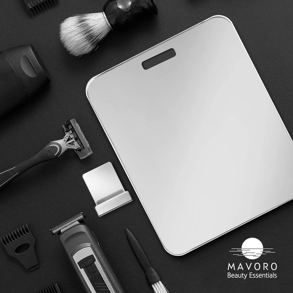 Mavoro 7x9 Shaving Mirror for Shower – Unbreakable Acrylic, Fog-Resistant, Frameless Design with 3M Adhesive Hook Avelisse