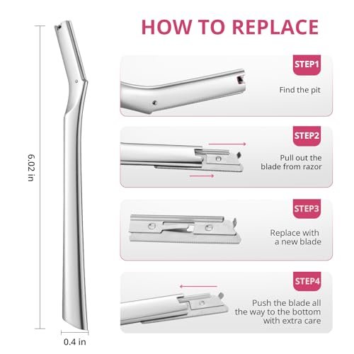 Mistfree Dermaplane Razor for Women & Men – Professional Metal Dermaplaning Tool with 12 Refill Blades, Reusable Face Razor for Exfoliation & Peach Fuzz Removal - görsel 6