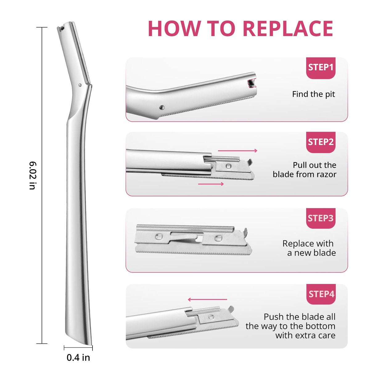 Mistfree Dermaplane Razor for Women & Men – Professional Metal Dermaplaning Tool with 12 Refill Blades, Reusable Face Razor for Exfoliation & Peach Fuzz Removal - görsel 5