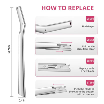 Mistfree Dermaplane Razor for Women & Men – Professional Metal Dermaplaning Tool with 12 Refill Blades, Reusable Face Razor for Exfoliation & Peach Fuzz Removal