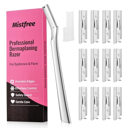 Mistfree Dermaplane Razor for Women & Men – Professional Metal Dermaplaning Tool with 12 Refill Blades, Reusable Face Razor for Exfoliation & Peach Fuzz Removal - görsel 2