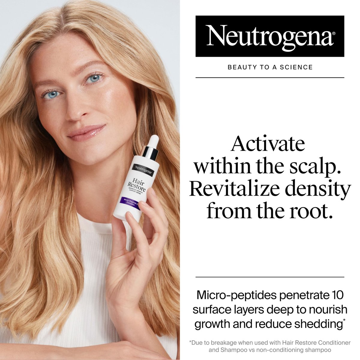 Neutrogena Hair Restore Advanced Growth Support Serum – Hair & Scalp Treatment with Micro-Peptide XP Complex, Revitalize Roots, 1.7 fl. oz - görsel 5