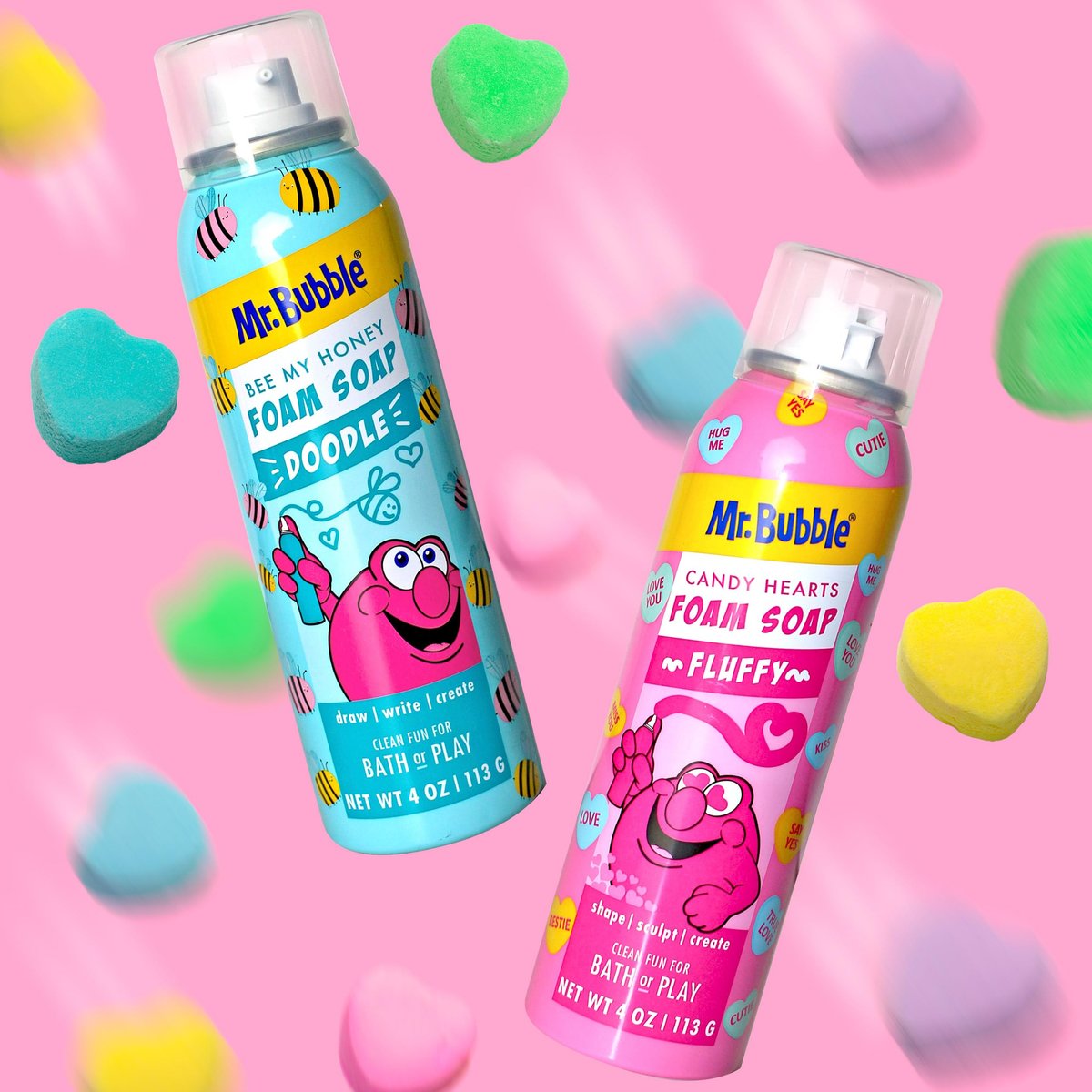 Mr. Bubble Limited Edition Foam Soap, Strawberry Candy Scent, 4 oz (Pack of 4) - Paraben-Free Body Wash Avelisse