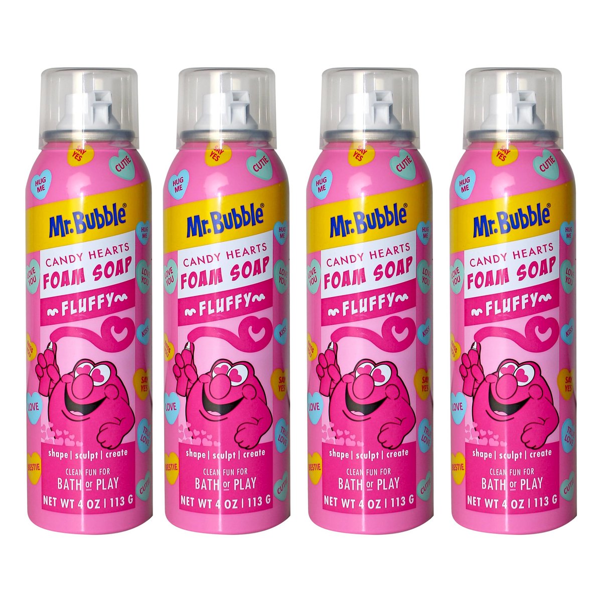 Mr. Bubble Limited Edition Foam Soap, Strawberry Candy Scent, 4 oz (Pack of 4) - Paraben-Free Body Wash Avelisse