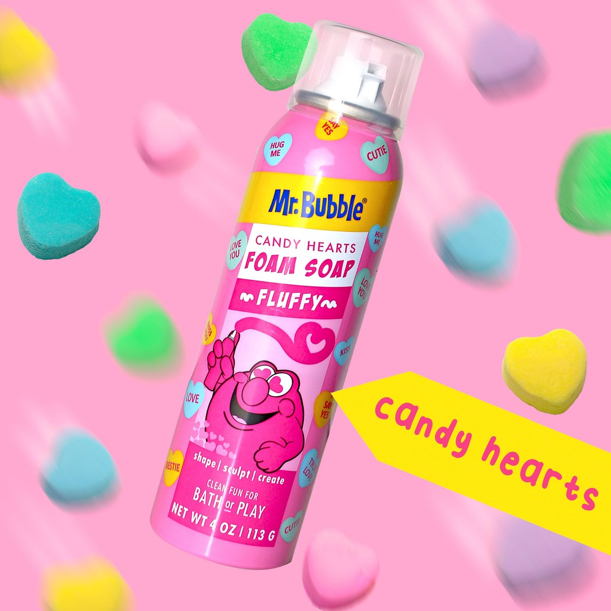 Mr. Bubble Limited Edition Foam Soap, Strawberry Candy Scent, 4 oz (Pack of 4) - Paraben-Free Body Wash Avelisse