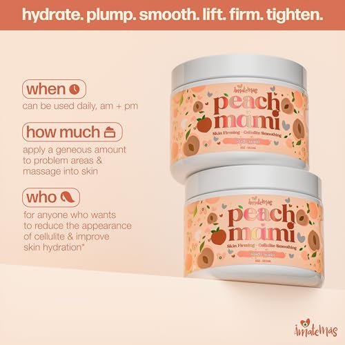 Amatemas Peach Mami Firming Body Cream – Hydrating Saggy Skin Tightening Cream & Anti Cellulite Lotion for Legs, Thighs, Hips, Arms, Belly, Bum – Lightweight, Quick-Absorbing Formula – 2 oz Avelisse