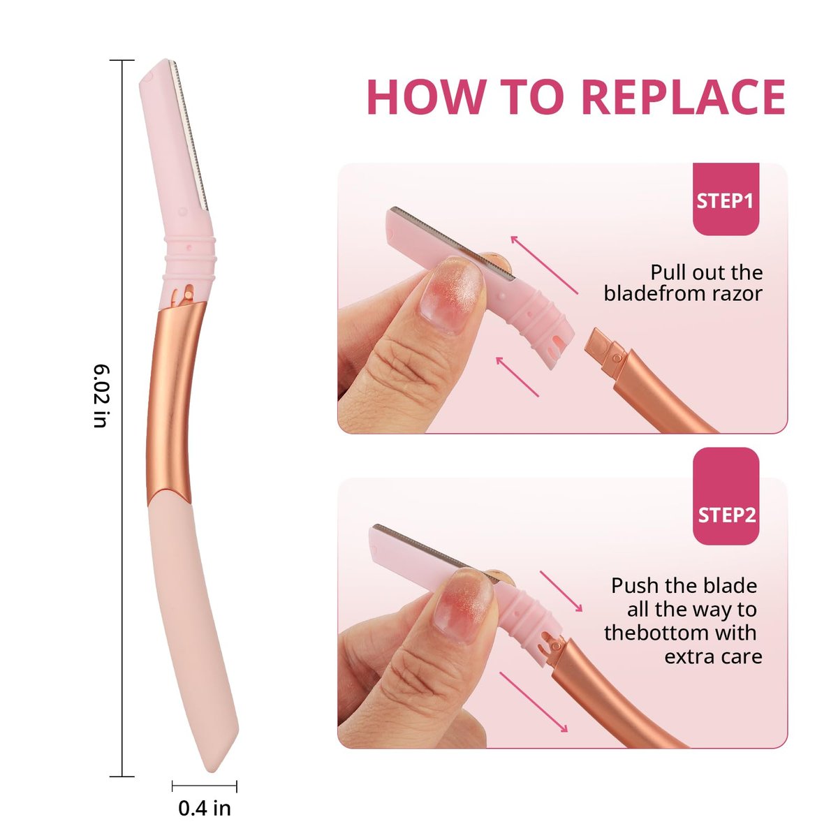 Mistfree Dermaplane Razor for Women Face – Reusable Handle with 10 Refill Blades, Professional Dermaplaning Tool for Exfoliation, Peach Fuzz Removal & Eyebrow Shaping (Pink) Avelisse
