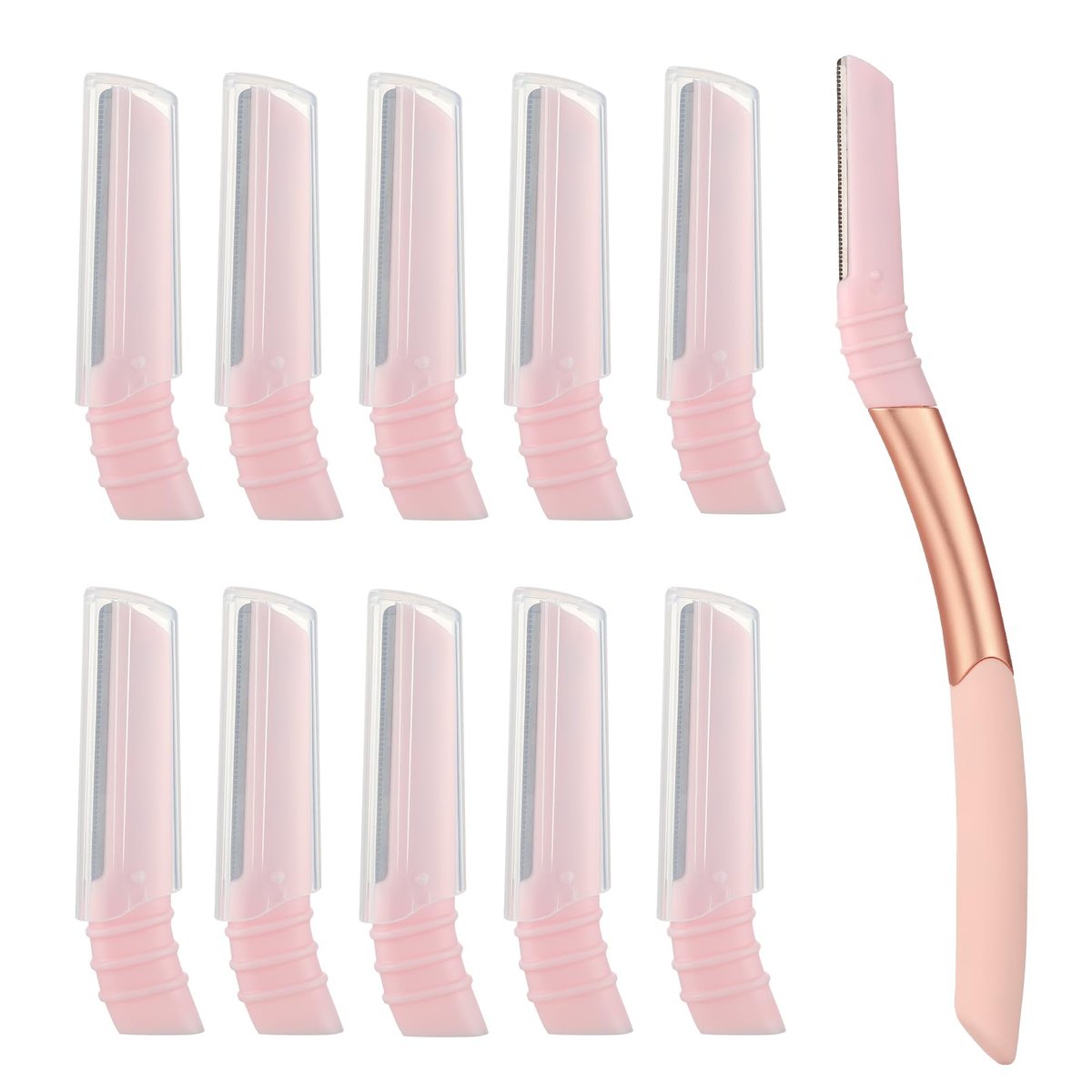 Mistfree Dermaplane Razor for Women Face – Reusable Handle with 10 Refill Blades, Professional Dermaplaning Tool for Exfoliation, Peach Fuzz Removal & Eyebrow Shaping (Pink) Avelisse